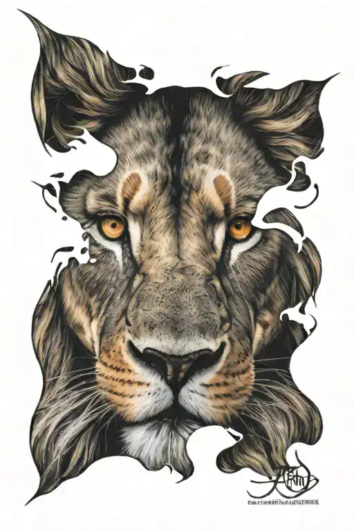 lion eyes like fire tattoo design idea