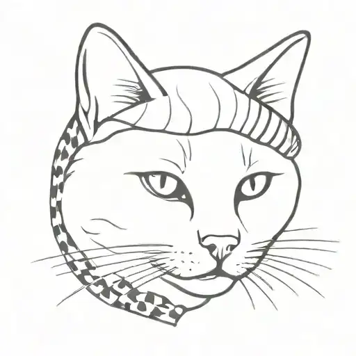 cat with houndstooth beret tattoo design idea