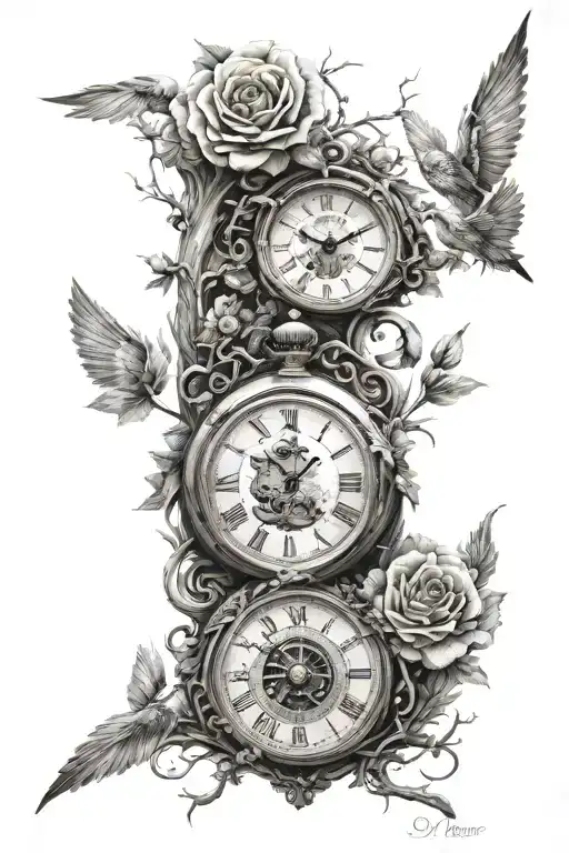  fleeting nature of time, resilience in adversity, connection to death, adaptation. tattoo design idea