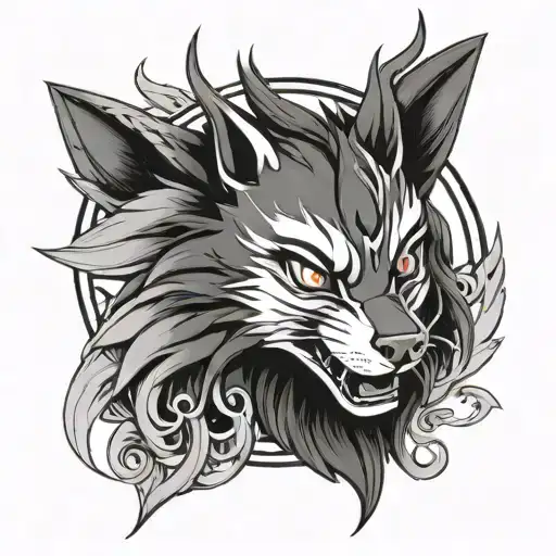 naruto and kurama zodiac sign tattoo design idea