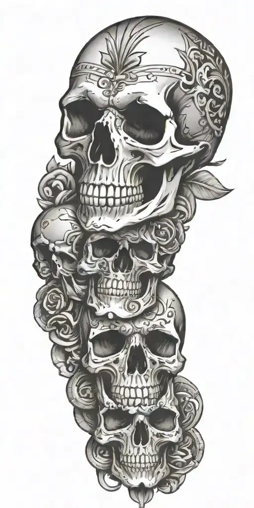 skull with royal flush hand in spades above tattoo design idea