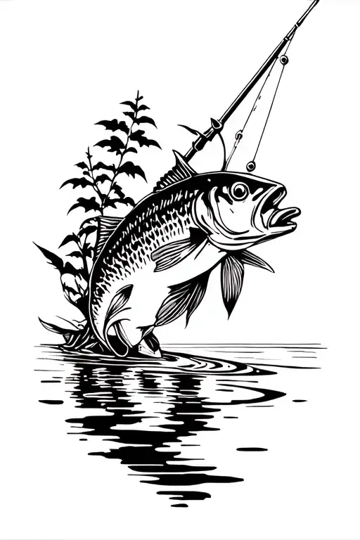 gothic peaceful fishing calf sleeve tattoo tattoo design idea