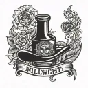 millwright tequila bottle tattoo design idea