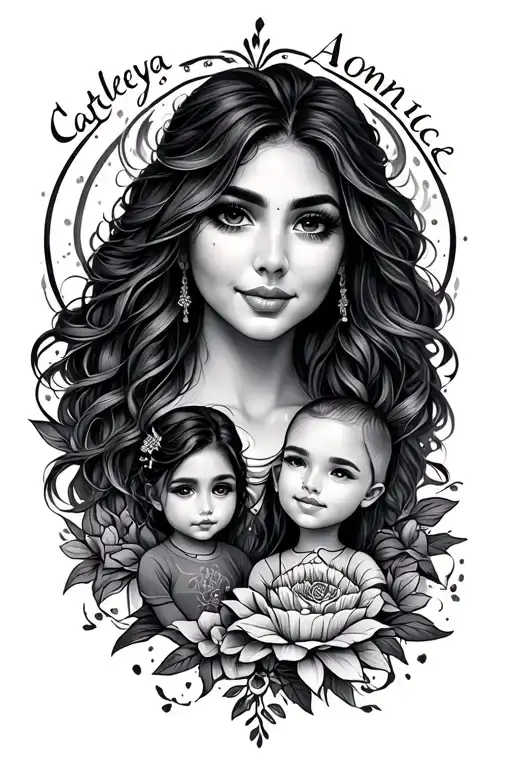 Cataleya Dominick Alana name tattoo family spiritual tattoo design idea