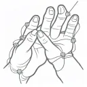 mickey mouse hands moving strings from above. The strings fall from the tips of the fingers down and are not connected tattoo design idea