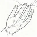 mickey mouse hands moving strings from above. The strings fall from the tips of the fingers down and are not connected tattoo design idea