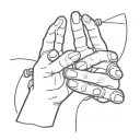 mickey mouse hands moving strings from above. The strings fall from the tips of the fingers down and are not connected tattoo design idea
