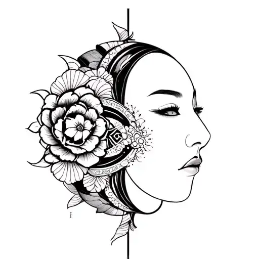 Gemini and Aquarius patern geometrical tattoo design idea