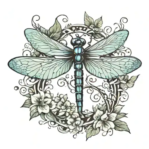bohemian dragonfly flying tattoo design idea