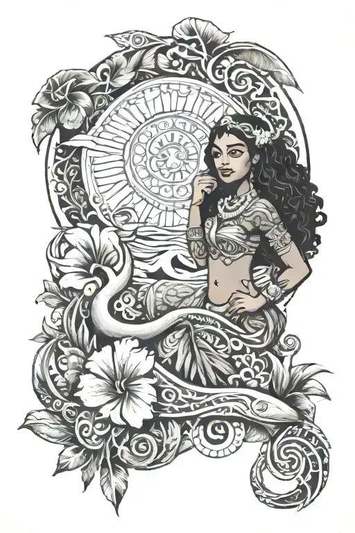 Moana with the name Cora  tattoo design idea