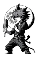 SORA FROM KINGDOM HEARTS EATING POPCICLE WITH FULL MOON tattoo design idea