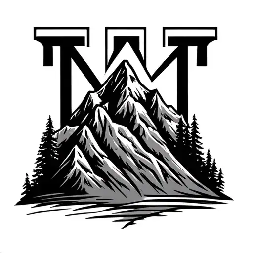 mountain outline in shape of an M tattoo design idea