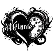 "Mélanie" clock heart tattoo design idea