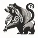 native Americans bear tattoo with om tattoo design idea
