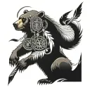 native Americans bear tattoo with om tattoo design idea