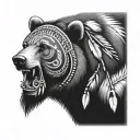 native Americans bear tattoo with om tattoo design idea