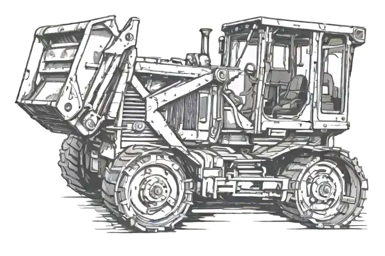bulldozer tattoo design idea
