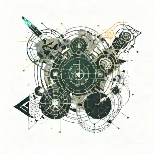 A video editing timeline morphing into a constellation of movie characters tattoo design idea