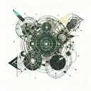 A video editing timeline morphing into a constellation of movie characters tattoo design idea