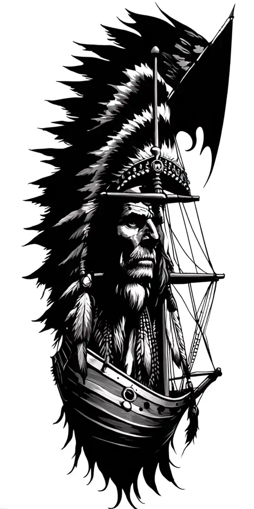 us navy seal pirate ship, indian Chief warrior tattoo design idea