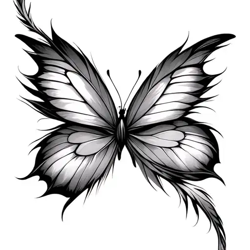 infinity, feather, butterfly flying tattoo design idea