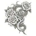 Open book with dragon and roses intertwined tattoo design idea
