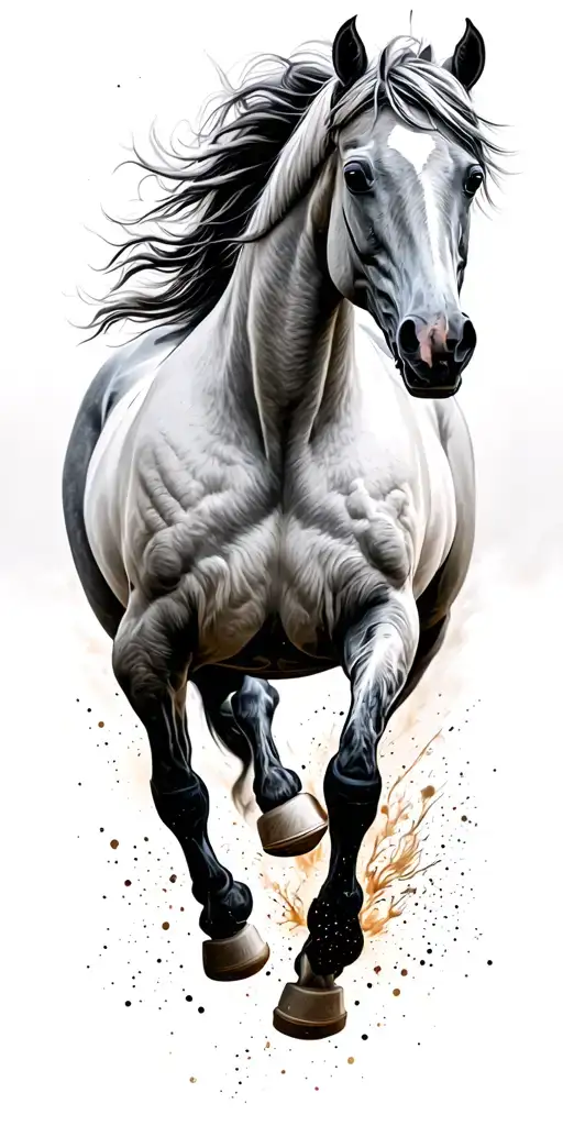 horse galloping tattoo design idea
