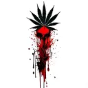 composition,marijuana leaves in the background,dripping blood tattoo design idea