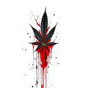 composition,marijuana leaves in the background,dripping blood tattoo design idea