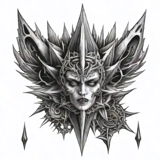 goth fine line spikes tattoo design idea