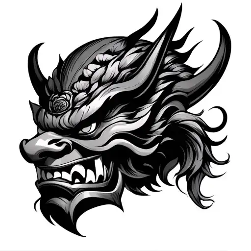 japanese oni mask tattoo design idea