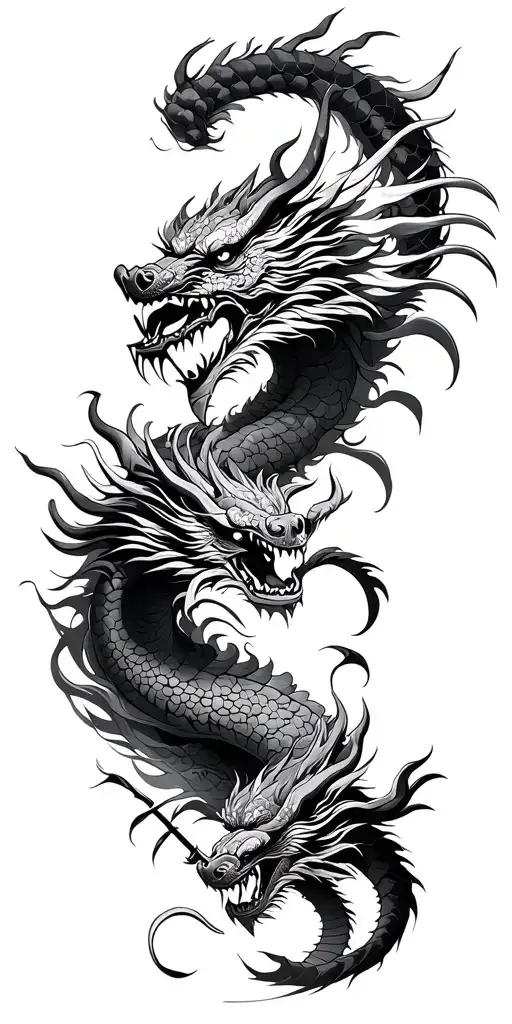 japanese style with oni mask samurai dragons and demons tattoo design idea