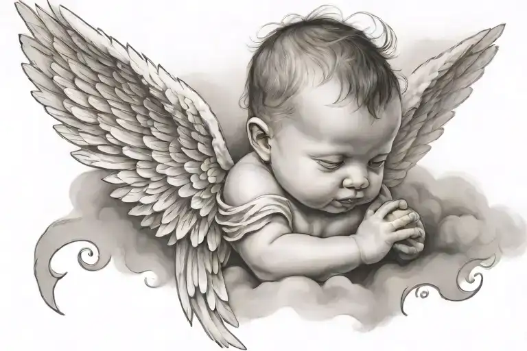 angel wings baby boy 1111 incorporated tattoo design idea