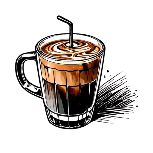 iced coffee tattoo design idea