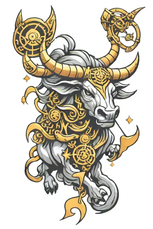 Taurus and Sagittarius horoscope tattoo design idea