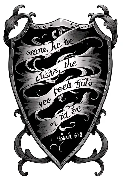 Isaiah 6:8 Bible verse shield tattoo design idea