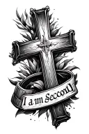 cross with "I am second" tattoo design idea