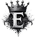 crown with a hidden letter e tattoo design idea
