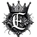 crown with a hidden letter e tattoo design idea