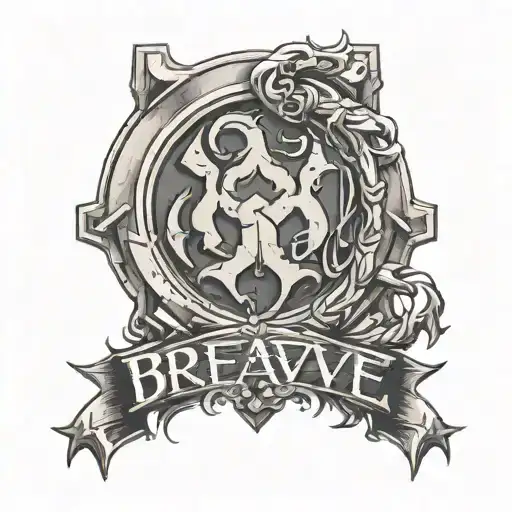 A custom symbol that represents the name BravEM. almost as if it was the symbol in a god of war game or Doom  tattoo design idea