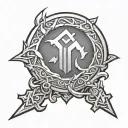 A custom symbol that represents the name BravEM. almost as if it was the symbol in a god of war game or Doom  tattoo design idea