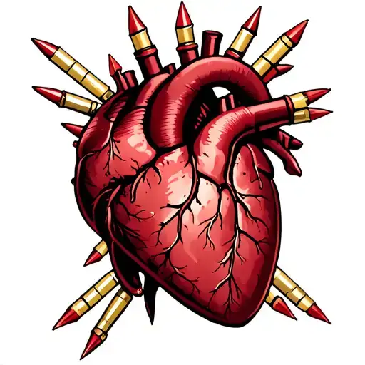 heart with bullets tattoo design idea