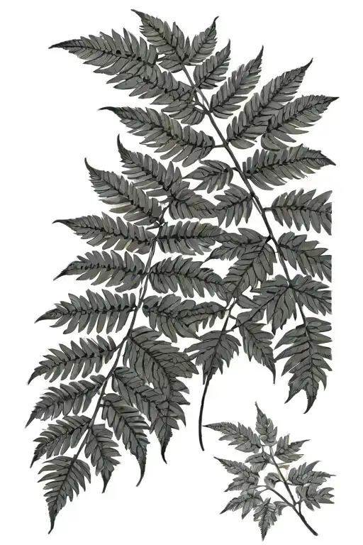 Fineline Negative Fern leaves tattoo design idea