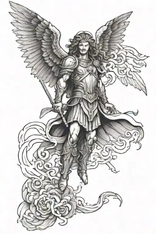 saint michael that says "imago dei" tattoo design idea