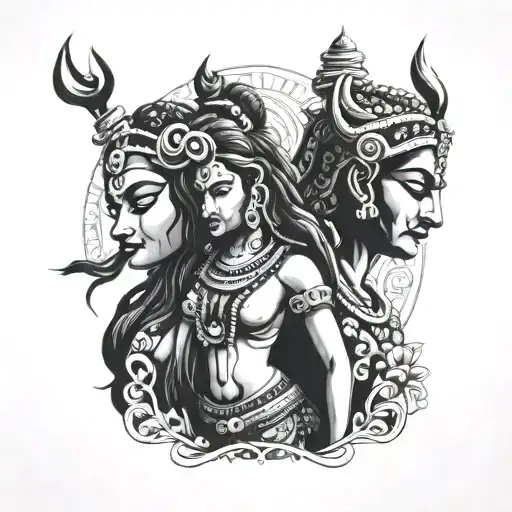 Shiva Parvati tattoo design idea