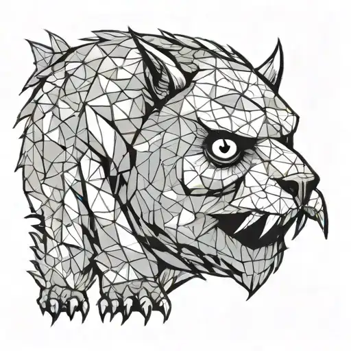 Create a tattoo design of the Owlbear creature from Dungeons & Dragons. The Owlbear is a hybrid monster with the body of tattoo design idea