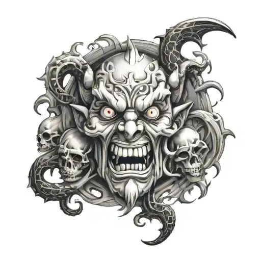 seven deadly sins wrath satan face tattoo design idea
