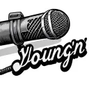 microphone with cable . cable has word "Young'n" in cursive  tattoo design idea