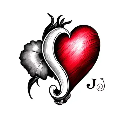 Heart With J tattoo design idea