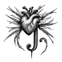 Heart With J tattoo design idea